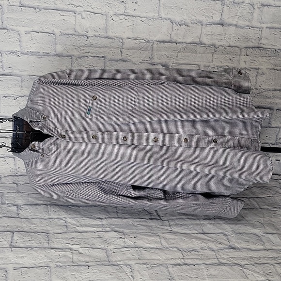 ALEXANDER JULIAN COLOURS Blue and White Checkered Button Down‎ Men's Shirt Large - Picture 1 of 9